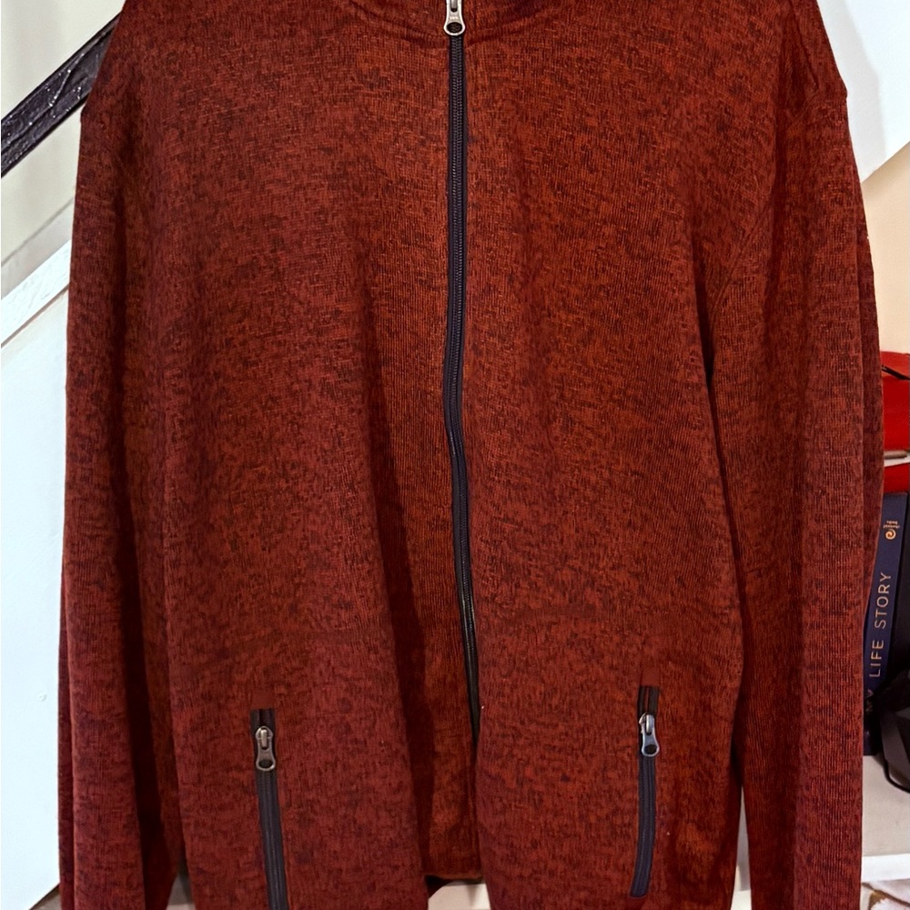 Sonoma XL Men's Zip-Up Sweater Jacket in Rust Red